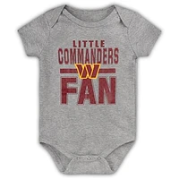 Newborn & Infant Heathered Gray Washington Commanders Little Fan Bodysuit