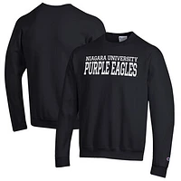 Men's Champion Black Niagara University Purple Eagles Eco Powerblend Crewneck Sweatshirt