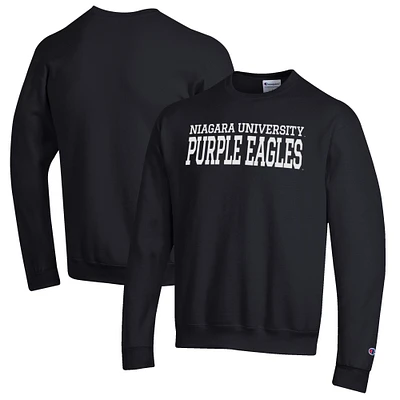 Men's Champion Black Niagara University Purple Eagles Eco Powerblend Crewneck Sweatshirt