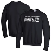 Men's Champion Black Niagara University Purple Eagles Eco Powerblend Crewneck Sweatshirt
