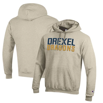 Men's Champion Oatmeal Drexel Dragons Eco Powerblend Pullover Hoodie