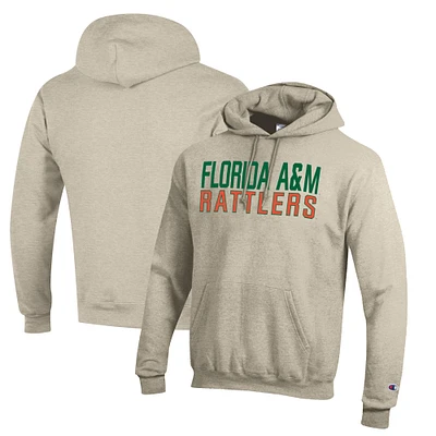 Men's Champion Oatmeal Florida A&M Rattlers Eco Powerblend Pullover Hoodie