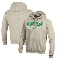 Men's Champion Oatmeal North Texas Mean Green Eco Powerblend Pullover Hoodie