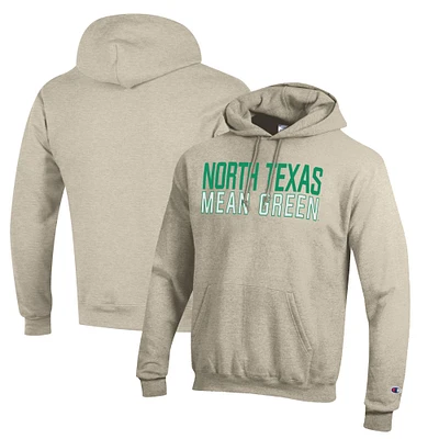 Men's Champion Oatmeal North Texas Mean Green Eco Powerblend Pullover Hoodie