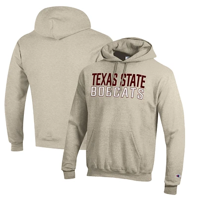 Men's Champion Oatmeal Texas State Bobcats Eco Powerblend Pullover Hoodie