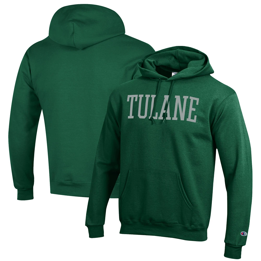 Men's Champion Green Tulane Wave Eco Powerblend Pullover Hoodie