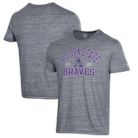 Men's Champion Heathered Gray Alcorn State Braves Ultimate Tri-Blend T-Shirt