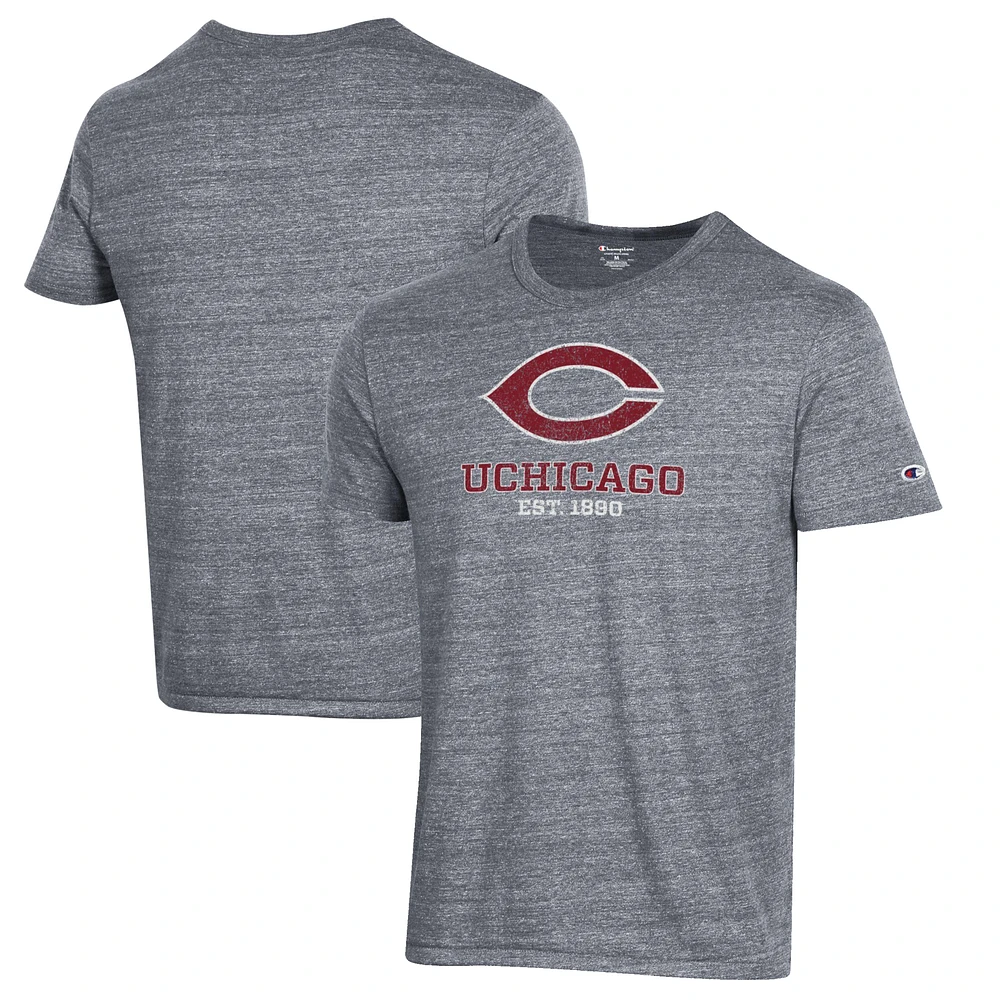 Men's Champion Heathered Gray Chicago Maroons Ultimate Tri-Blend T-Shirt