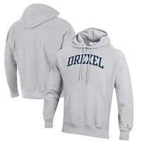 Men's Champion Heathered Gray Drexel Dragons Reverse Weave Fleece Pullover Hoodie