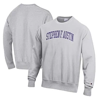Men's Champion Heathered Gray Stephen F Austin Lumberjacks Reverse Weave Fleece Crewneck Sweatshirt