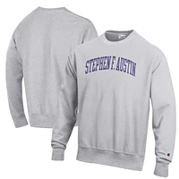Men's Champion Heathered Gray Stephen F Austin Lumberjacks Reverse Weave Fleece Crewneck Sweatshirt