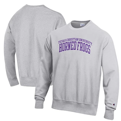 Men's Champion Heathered Gray TCU Horned Frogs Reverse Weave Fleece Crewneck Sweatshirt