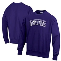 Men's Champion Purple TCU Horned Frogs Reverse Weave Fleece Crewneck Sweatshirt