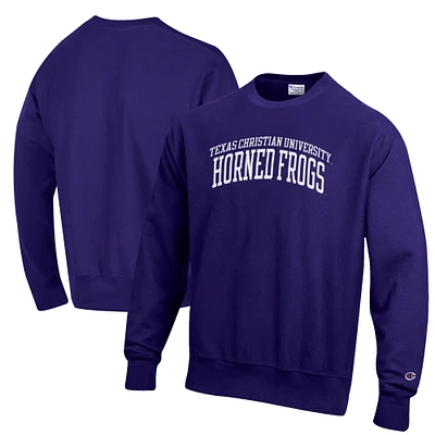 Men's Champion Purple TCU Horned Frogs Reverse Weave Fleece Crewneck Sweatshirt
