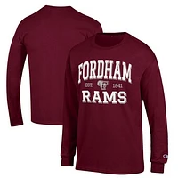 Men's Champion Maroon Fordham Rams Jersey Est. Date Long Sleeve T-Shirt