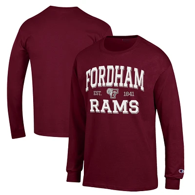Men's Champion Maroon Fordham Rams Jersey Est. Date Long Sleeve T-Shirt