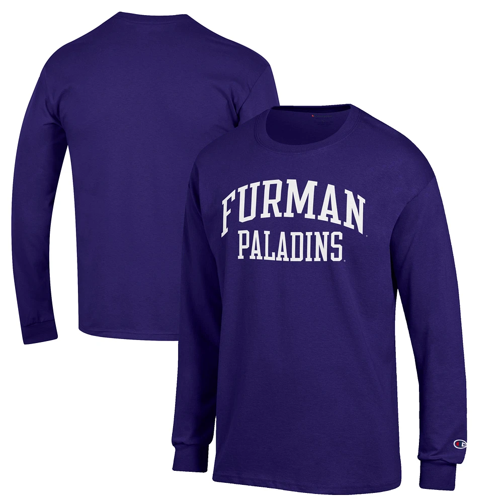 Men's Champion Purple Furman Paladins Jersey Long Sleeve T-Shirt