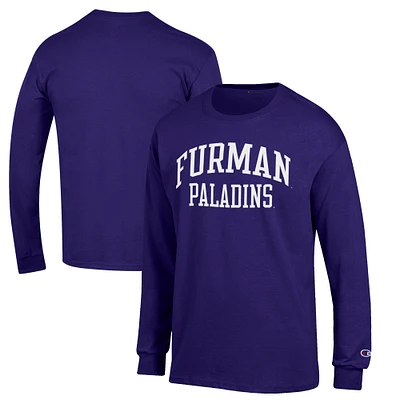 Men's Champion Purple Furman Paladins Jersey Long Sleeve T-Shirt