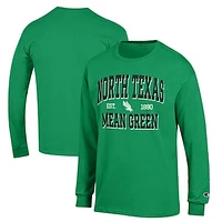 Men's Champion Kelly Green North Texas Mean Jersey Est. Date Long Sleeve T-Shirt