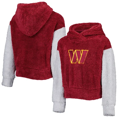 Girls Youth Burgundy/Gray Washington Commanders Game Time Teddy Fleece Pullover Hoodie
