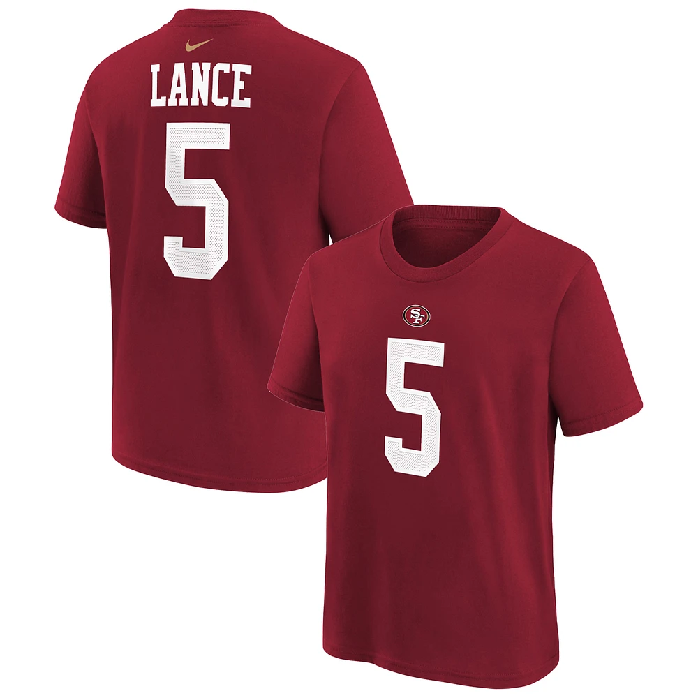 Youth Nike Trey Lance Scarlet San Francisco 49ers Team Player Name & Number T-Shirt