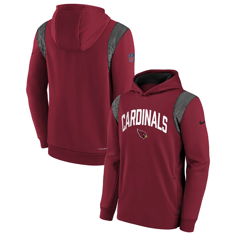 Youth Nike Cardinal Arizona Cardinals Sideline Fleece Performance Pullover Hoodie