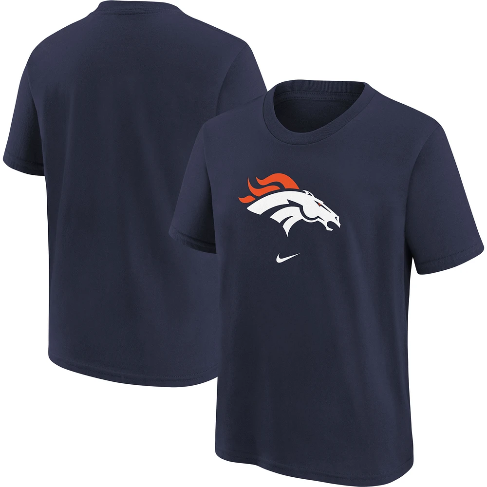 Youth Nike Navy Denver Broncos Logo T-Shirt