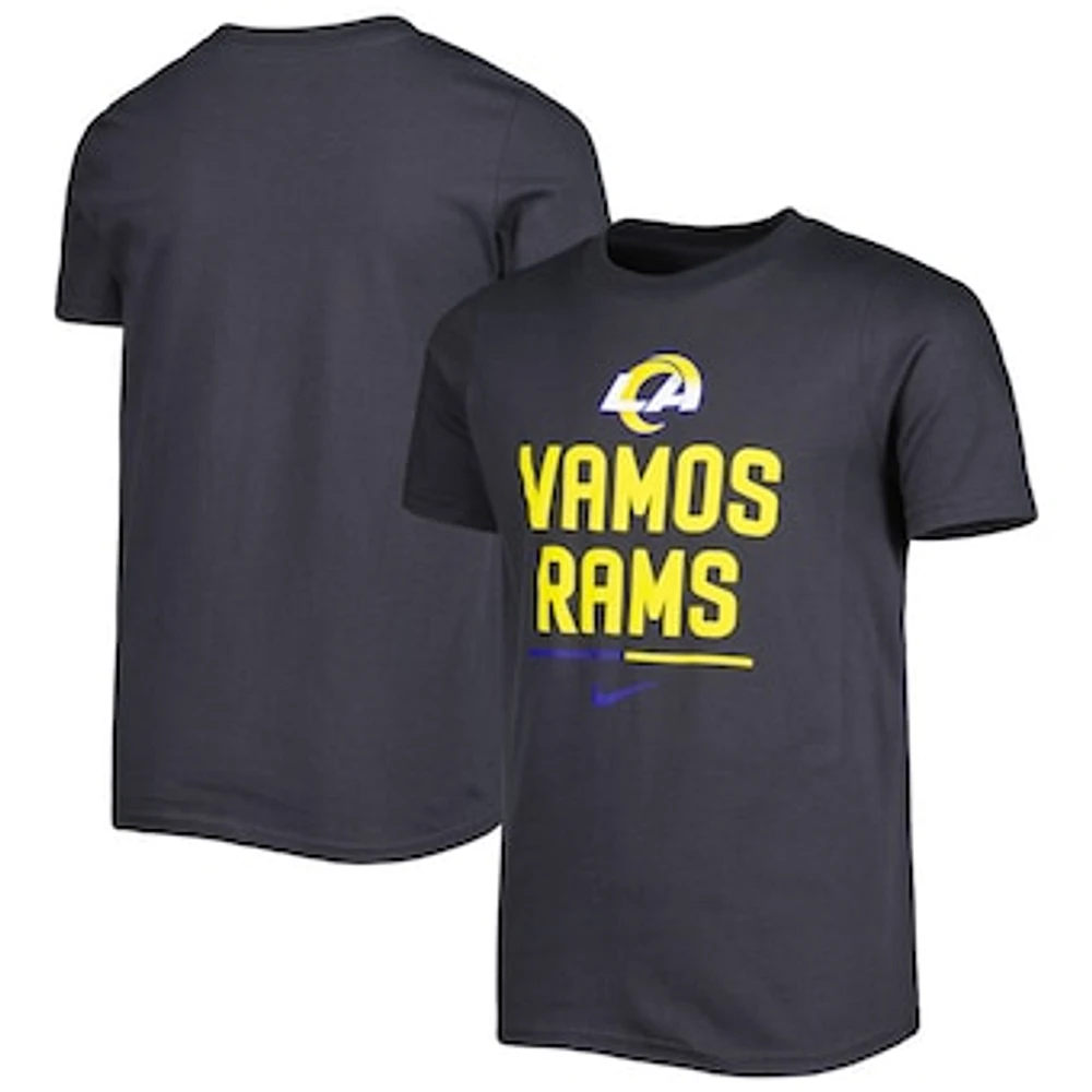 Youth Nike Anthracite Los Angeles Rams Team Slogan T-Shirt