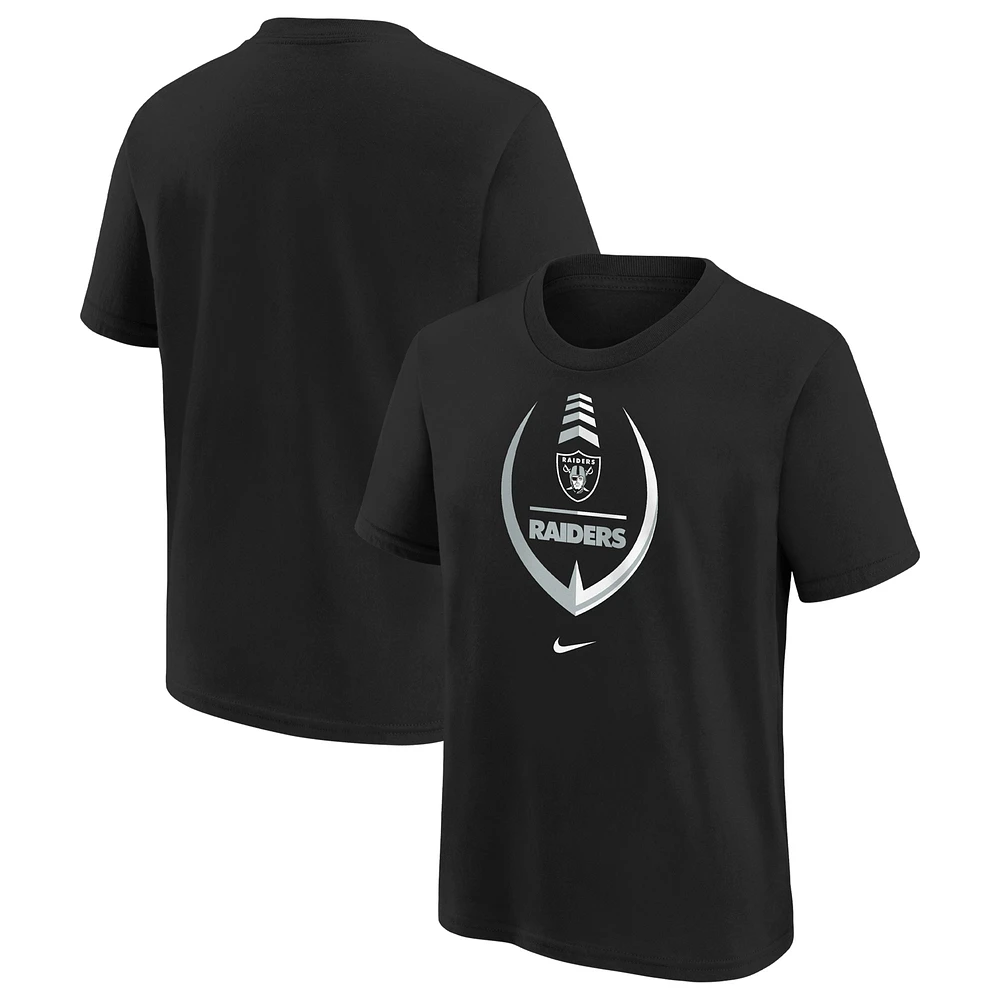 Youth Nike Black Las Vegas Raiders Icon Football T-Shirt