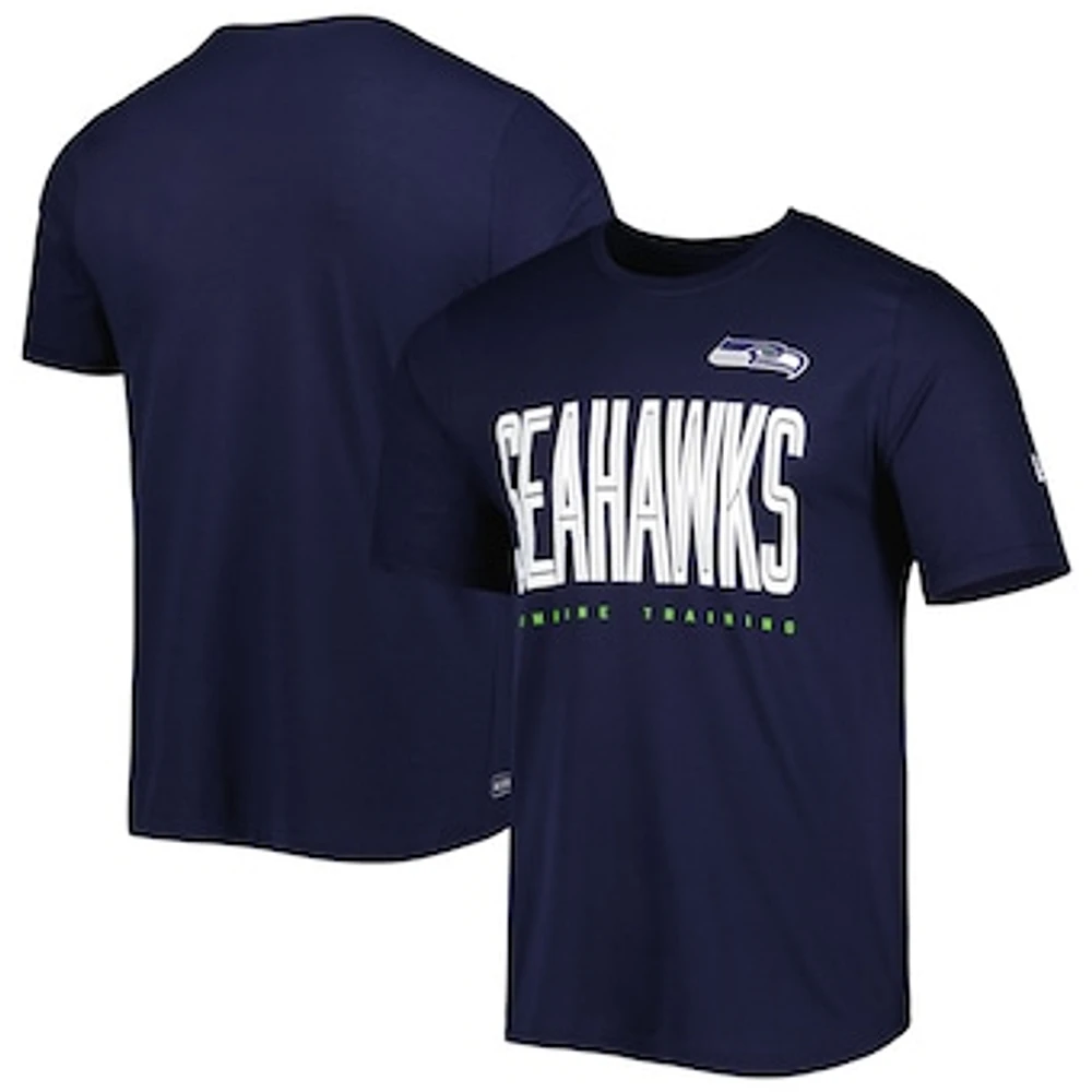 Men's New Era College Navy Seattle Seahawks Combine Authentic Training Huddle Up T-Shirt