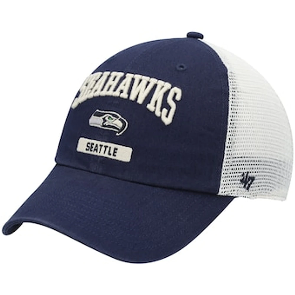 Men's '47 College Navy/White Seattle Seahawks Morgantown Trucker Clean Up Snapback Hat