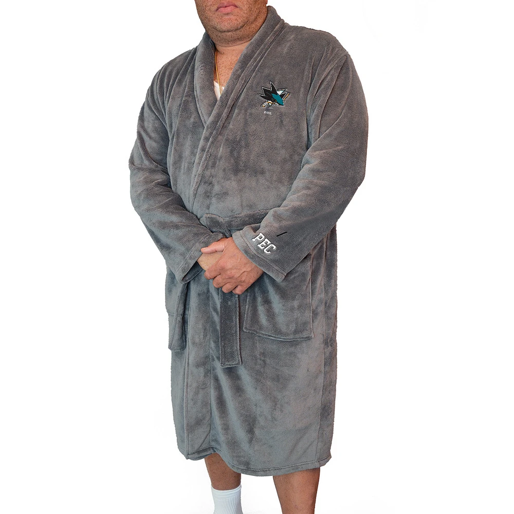 Men's ISlide Gray San Jose Sharks Personalized Boss Robe