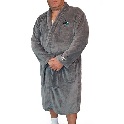 Men's ISlide Gray San Jose Sharks Personalized Boss Robe
