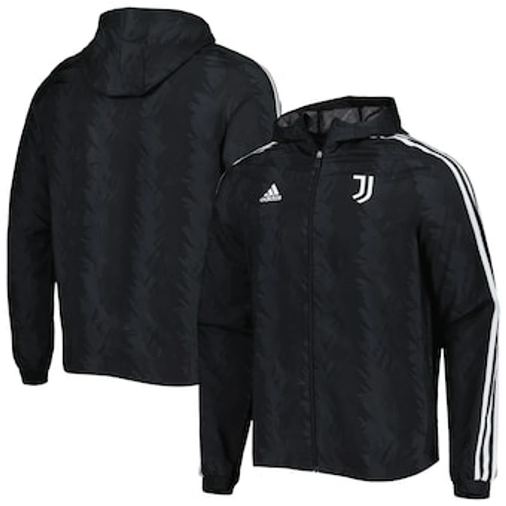 Men's adidas Charcoal Juventus DNA Raglan Full-Zip Hoodie Windbreaker Jacket