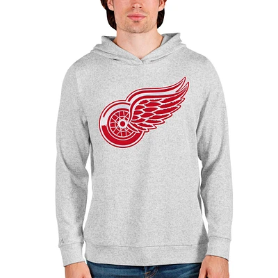 Men's Antigua Heathered Gray Detroit Red Wings Absolute Pullover Hoodie