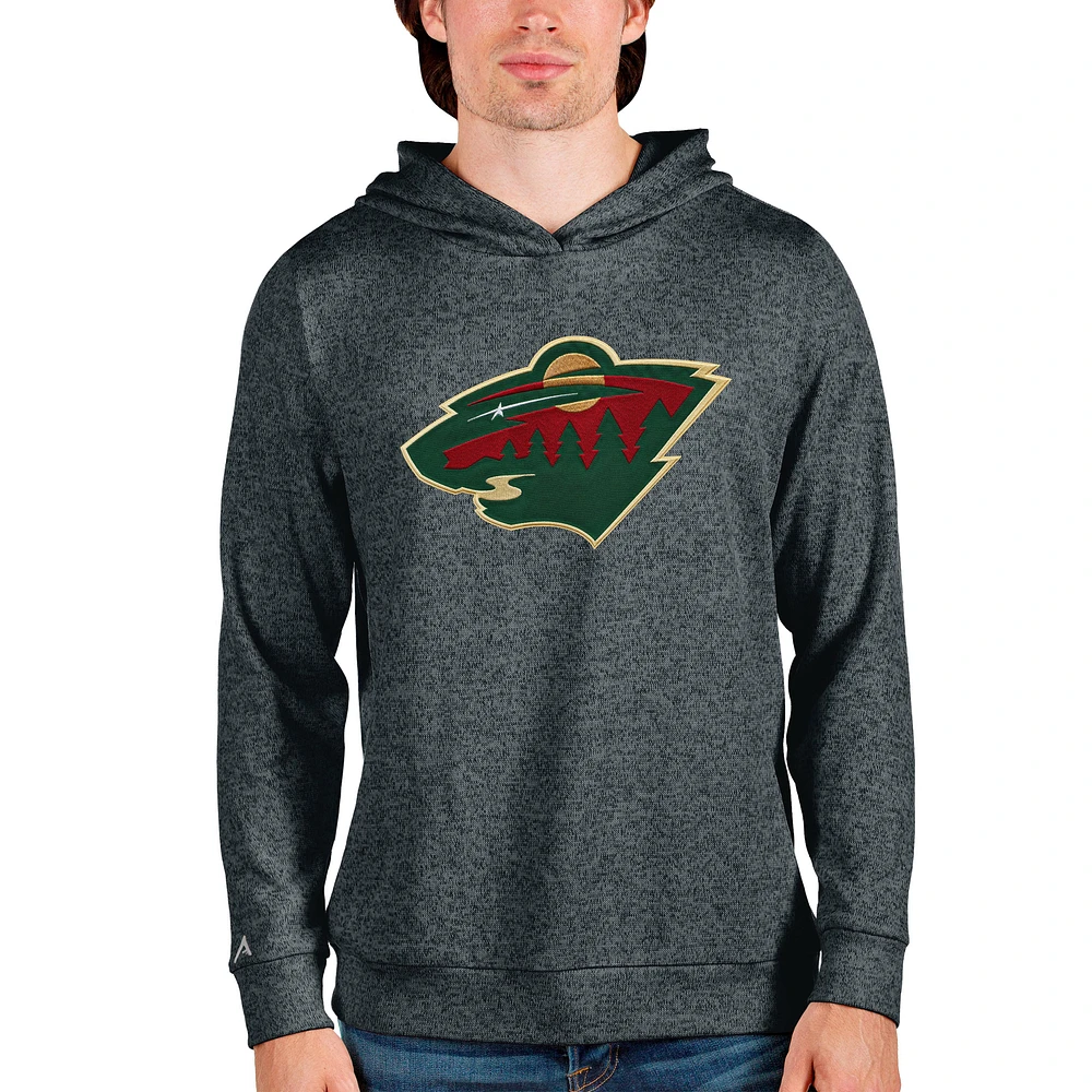 Men's Antigua Heathered Charcoal Minnesota Wild Absolute Pullover Hoodie