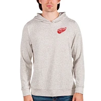 Men's Antigua Oatmeal Detroit Red Wings Team Absolute Pullover Hoodie
