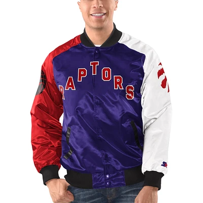 Men's Starter Purple/Red/White Toronto Raptors Tricolor Remix - Full-Snap Jacket