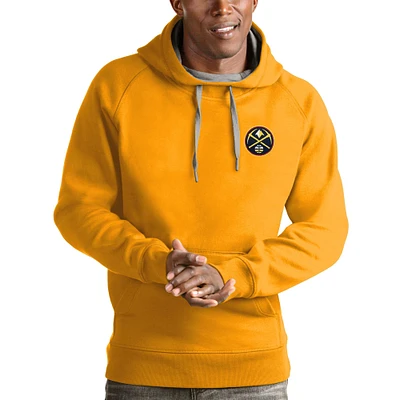 Men's Antigua Gold Denver Nuggets Victory Pullover Hoodie