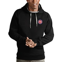 Men's Antigua Black Detroit Pistons Victory Pullover Hoodie