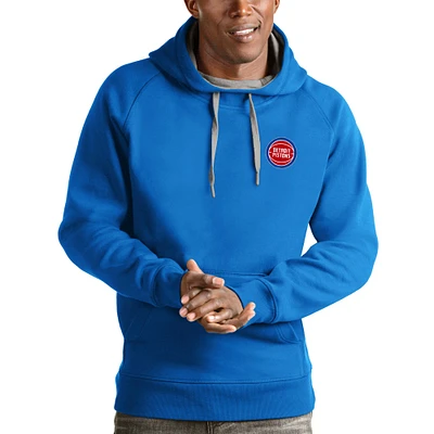 Men's Antigua Blue Detroit Pistons Victory Pullover Hoodie