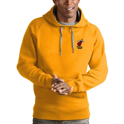 Men's Antigua Gold Miami Heat Victory Pullover Hoodie