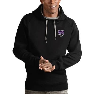 Men's Antigua Black Sacramento Kings Victory Pullover Hoodie