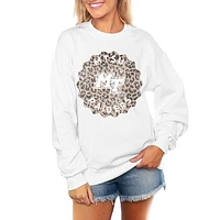Women's Gameday Couture White MTSU Blue Raiders Wild Side Perfect Crewneck Pullover Sweatshirt
