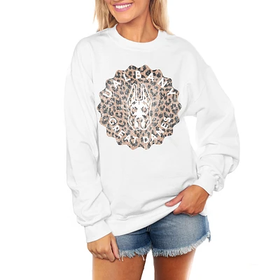 Women's Gameday Couture White Albany Great Danes Wild Side Perfect Crewneck Pullover Sweatshirt