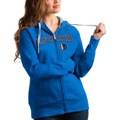 Women's Antigua Blue Dallas Mavericks Team Victory Full-Zip Hoodie
