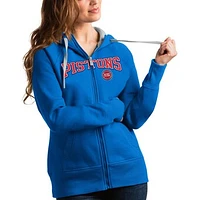 Women's Antigua Blue Detroit Pistons Team Victory Full-Zip Hoodie