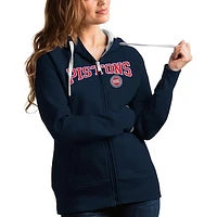 Women's Antigua Navy Detroit Pistons Team Victory Full-Zip Hoodie