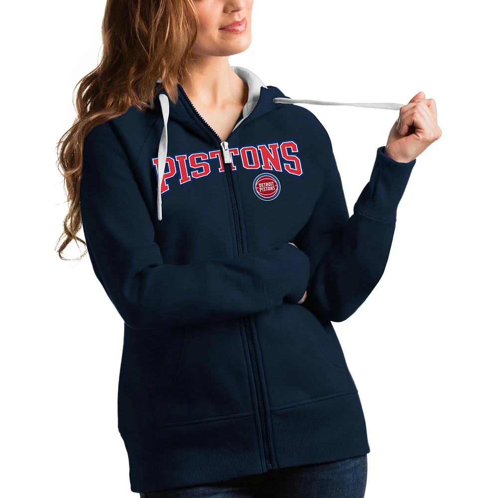 Women's Antigua Navy Detroit Pistons Team Victory Full-Zip Hoodie