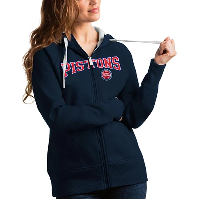 Women's Antigua Navy Detroit Pistons Team Victory Full-Zip Hoodie